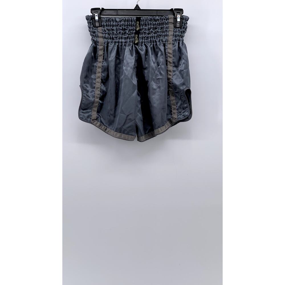 PK BOXING AMANPURI Men's Gray Smocked Pull-On Sport Maui Thai Boxing Shorts SZ L - Picture 1 of 9